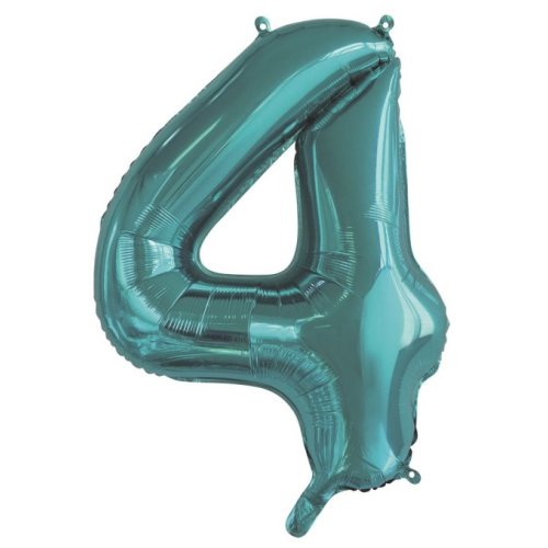34-inch teal foil number 4 balloon