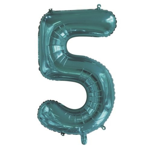 34-inch teal foil number 5 balloon