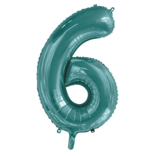 34-inch teal foil number 6 balloon