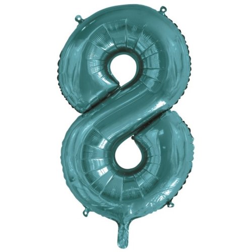 34-inch teal foil number 8 balloon