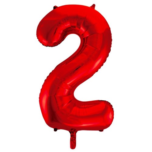 34-inch red foil number 2 balloon