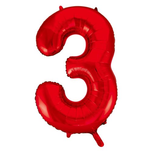 34-inch red foil number 3 balloon
