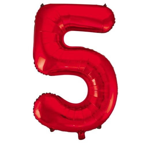 34-inch red foil number 5 balloon