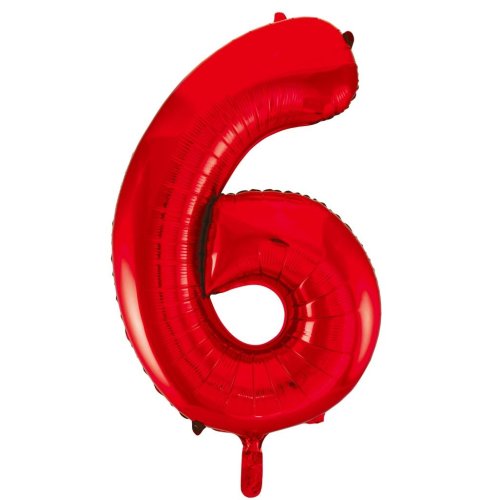 34-inch red foil number 6 balloon