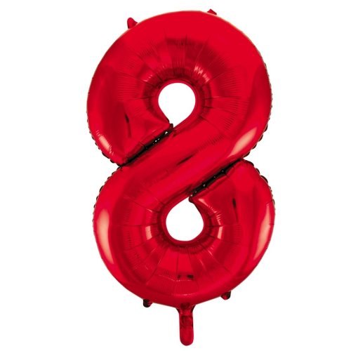34-inch red foil number 8 balloon
