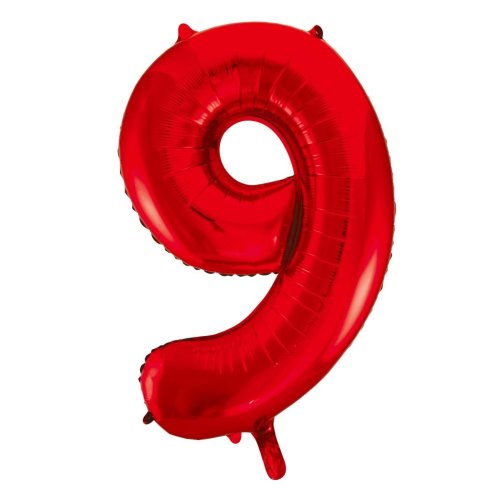 34-inch red foil number 9 balloon