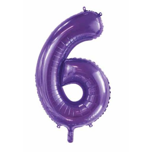 34-inch purple foil number 6 balloon