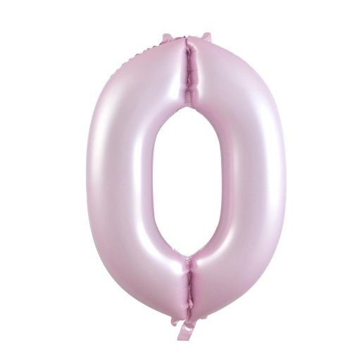 34-inch matt pastel pink foil number 0 balloon