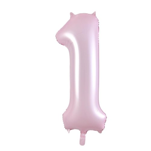 34-inch matt pastel pink foil number 1 balloon