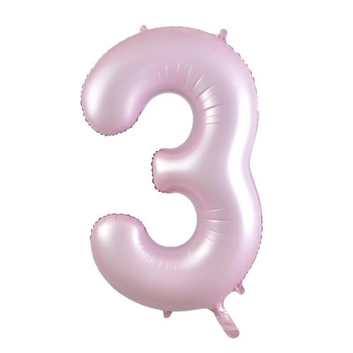 34-inch matt pastel pink foil number 3 balloon