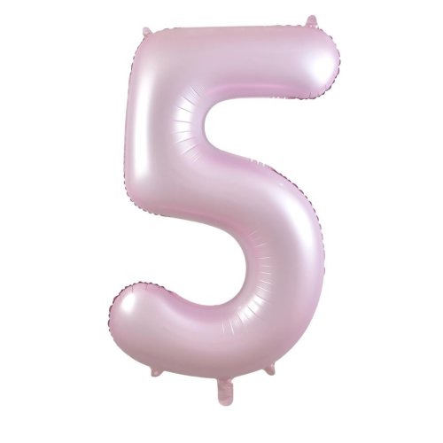 34-inch matt pastel pink foil number 5 balloon