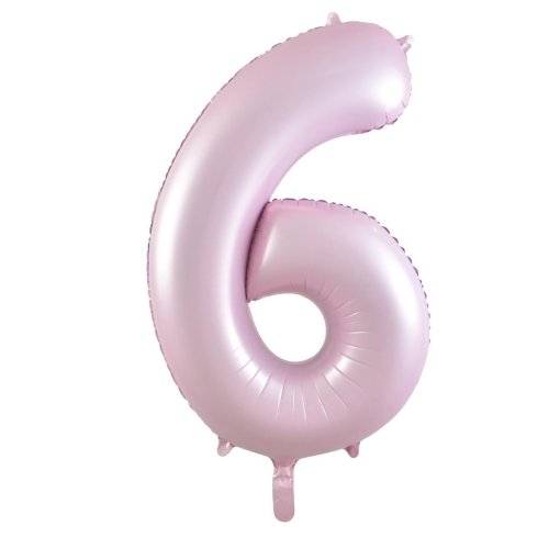34-inch matt pastel pink foil number 6 balloon