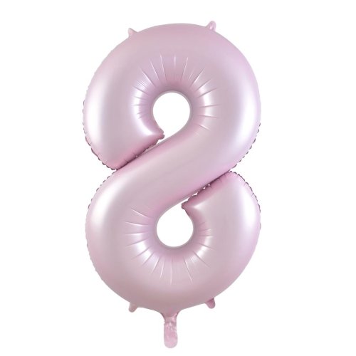 34-inch matt pastel pink foil number 8 balloon