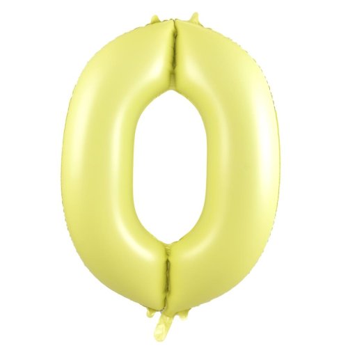 34-inch matt pastel yellow foil number 0 balloon