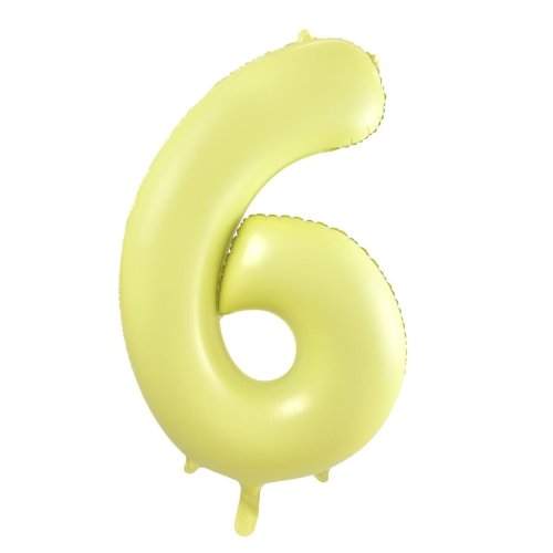 34-inch matt pastel yellow foil number 6 balloon