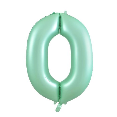 34-inch matt pastel mint foil number 0 balloon