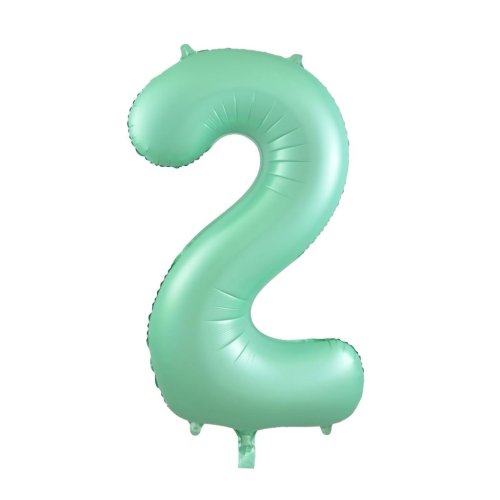 34-inch matt pastel mint foil number 2 balloon
