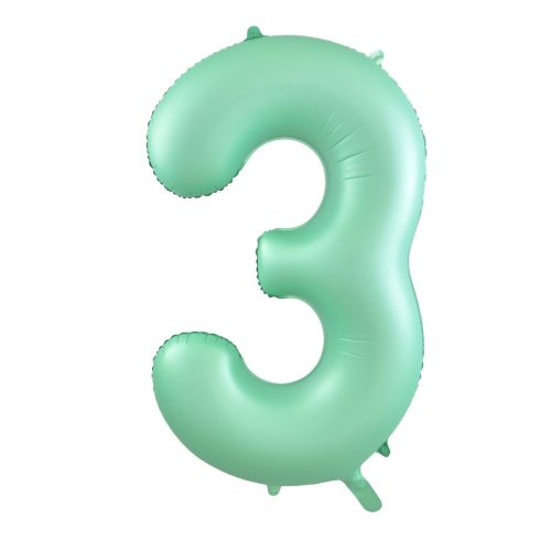 34-inch matt pastel mint foil number 3 balloon