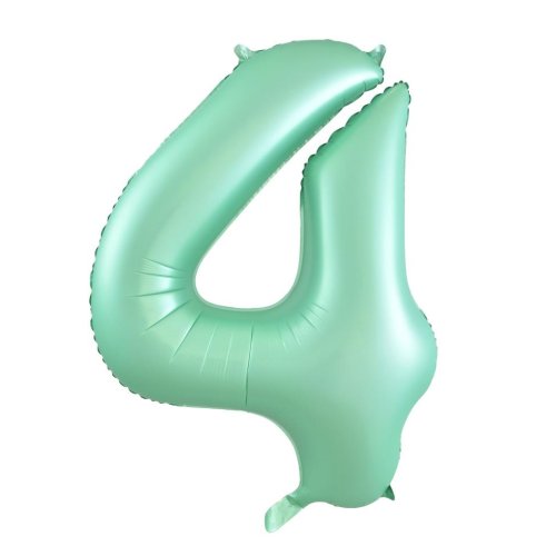 34-inch matt pastel mint foil number 4 balloon