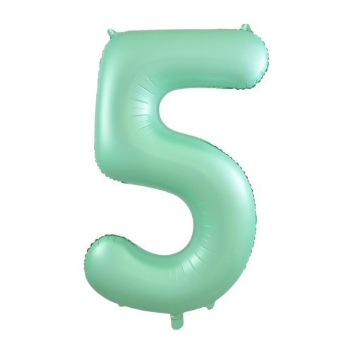 34-inch matt pastel mint foil number 5 balloon