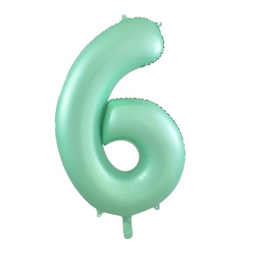 34-inch matt pastel mint foil number 6 balloon