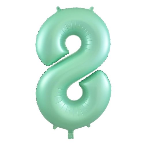 34-inch matt pastel mint foil number 8 balloon
