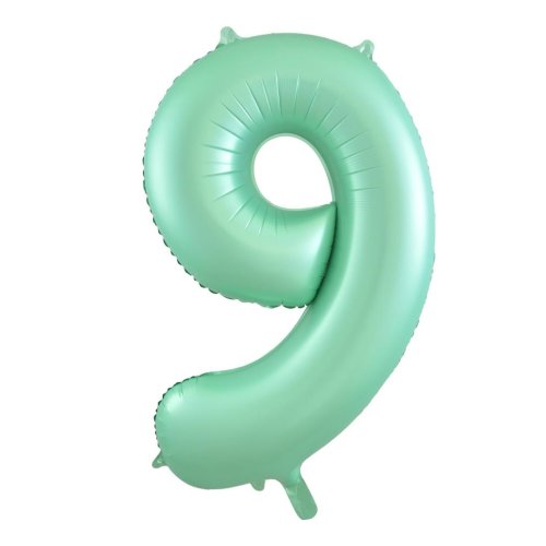 34-inch matt pastel mint foil number 9 balloon