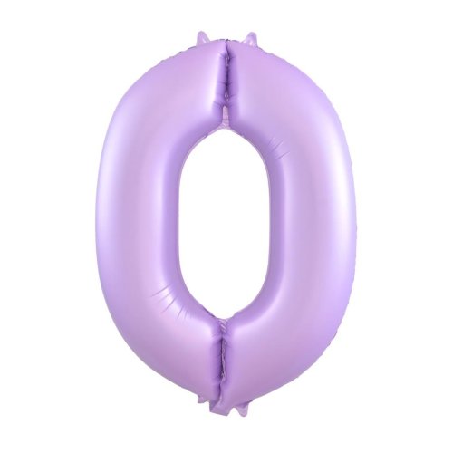 34-inch matt pastel lilac foil number 0 balloon