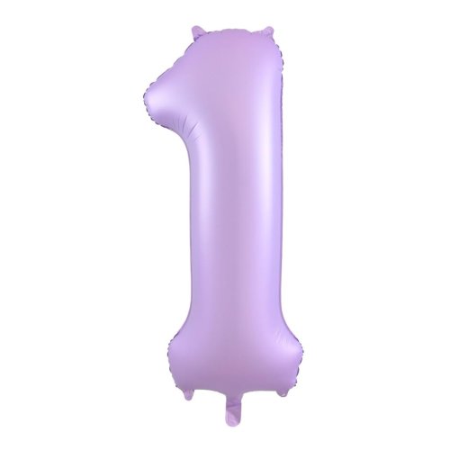 34-inch matt pastel lilac foil number 1 balloon