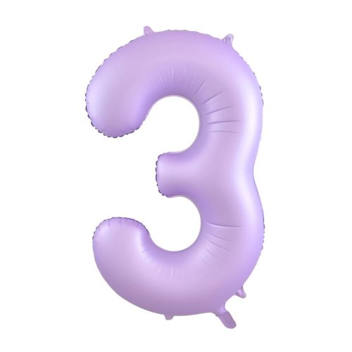34-inch matt pastel lilac foil number 3 balloon