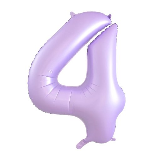 34-inch matt pastel lilac foil number 4 balloon