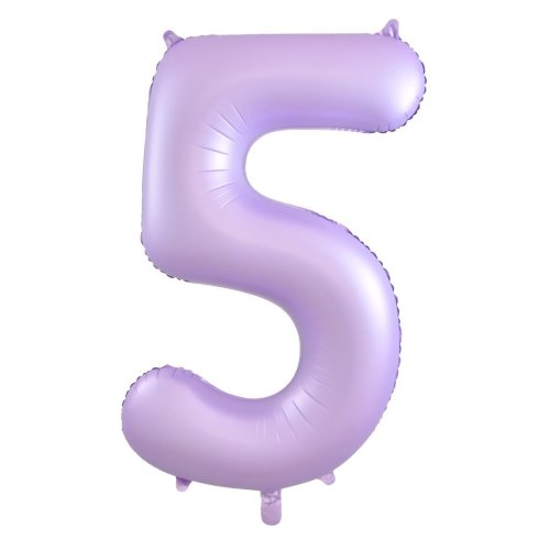 34-inch matt pastel lilac foil number 5 balloon