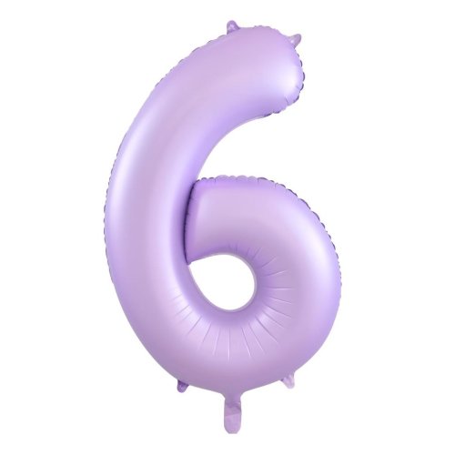 34-inch matt pastel lilac foil number 6 balloon