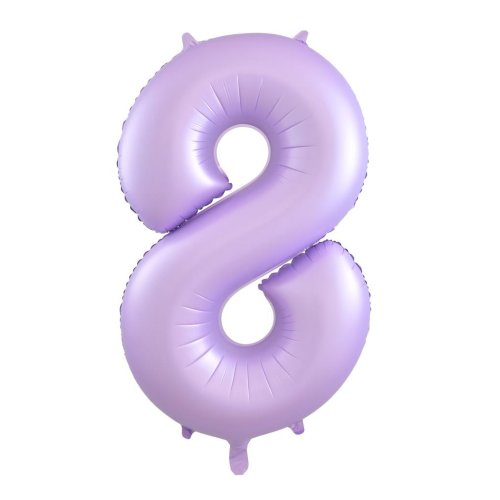 34-inch matt pastel lilac foil number 8 balloon