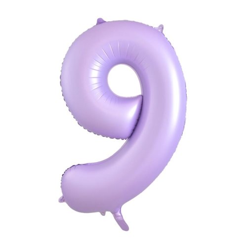 34-inch matt pastel lilac foil number 9 balloon
