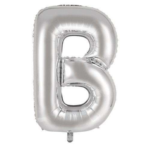 34-inch silver foil balloon letter b