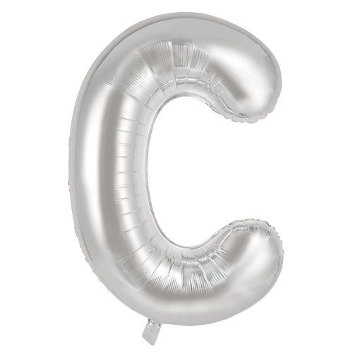 34-inch silver foil balloon letter c