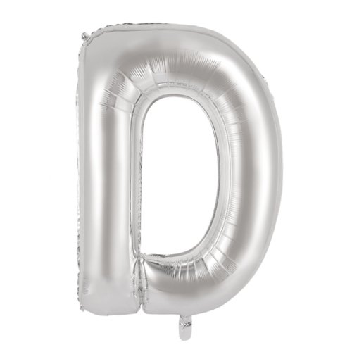 34-inch silver foil balloon letter d