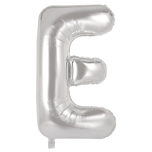 34-inch silver foil balloon letter e