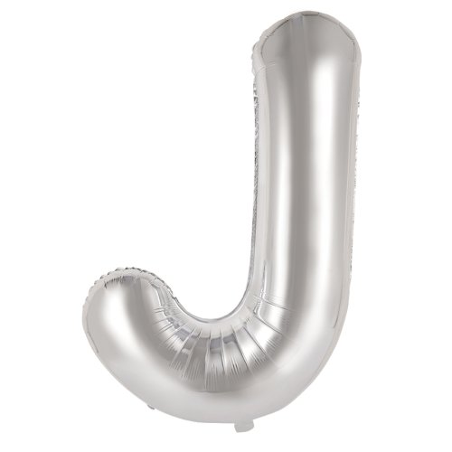 34-inch silver foil balloon letter j