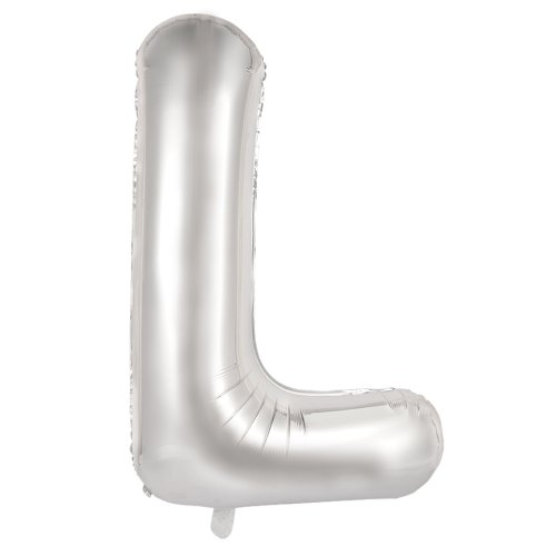 34-inch silver foil balloon letter l