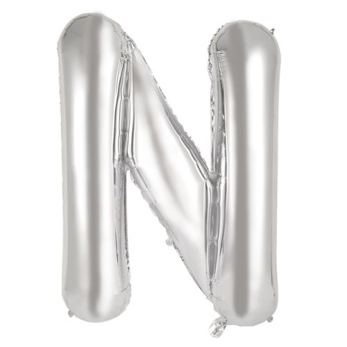 34-inch silver foil balloon letter n