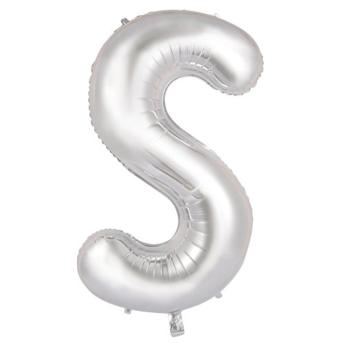 34-inch silver foil balloon letter s