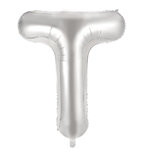 34-inch silver foil balloon letter t