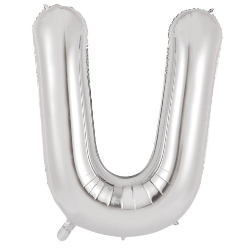 34-inch silver foil balloon letter u