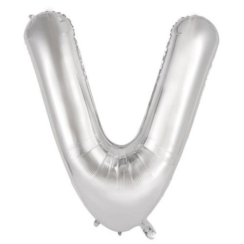 34-inch silver foil balloon letter v