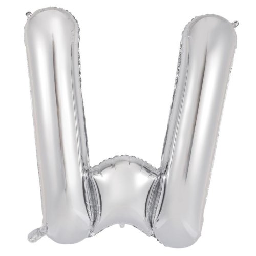 34-inch silver foil balloon letter w