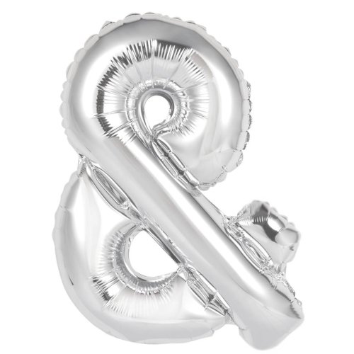 34-inch silver foil balloon ampersand (&)