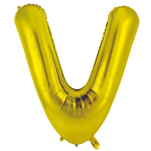 34-inch gold foil balloon letter v