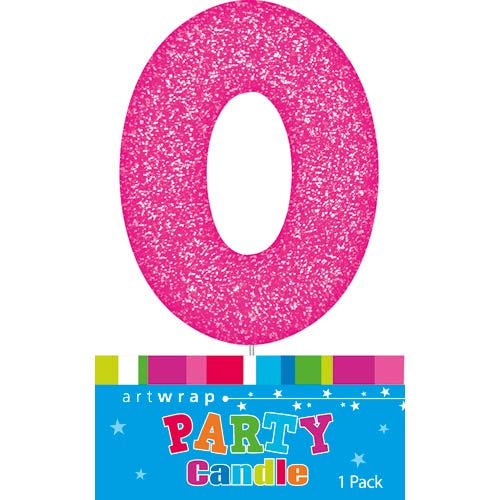 Artwrap Glitter Pink - Number 0 Candle